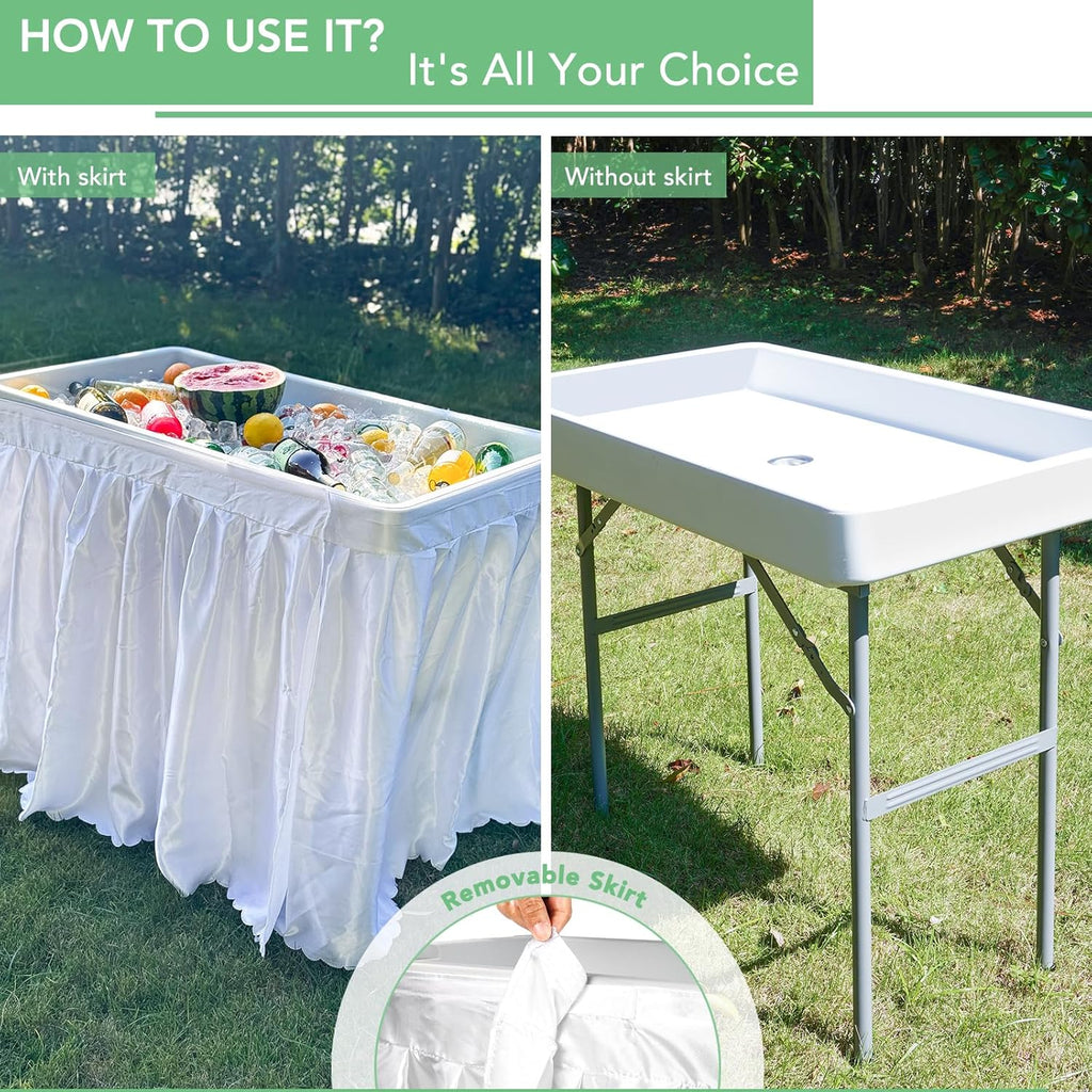 Fishing Bivvy Table Folding 4ft Portable Camping Table Drain Skirt EASTSTORM