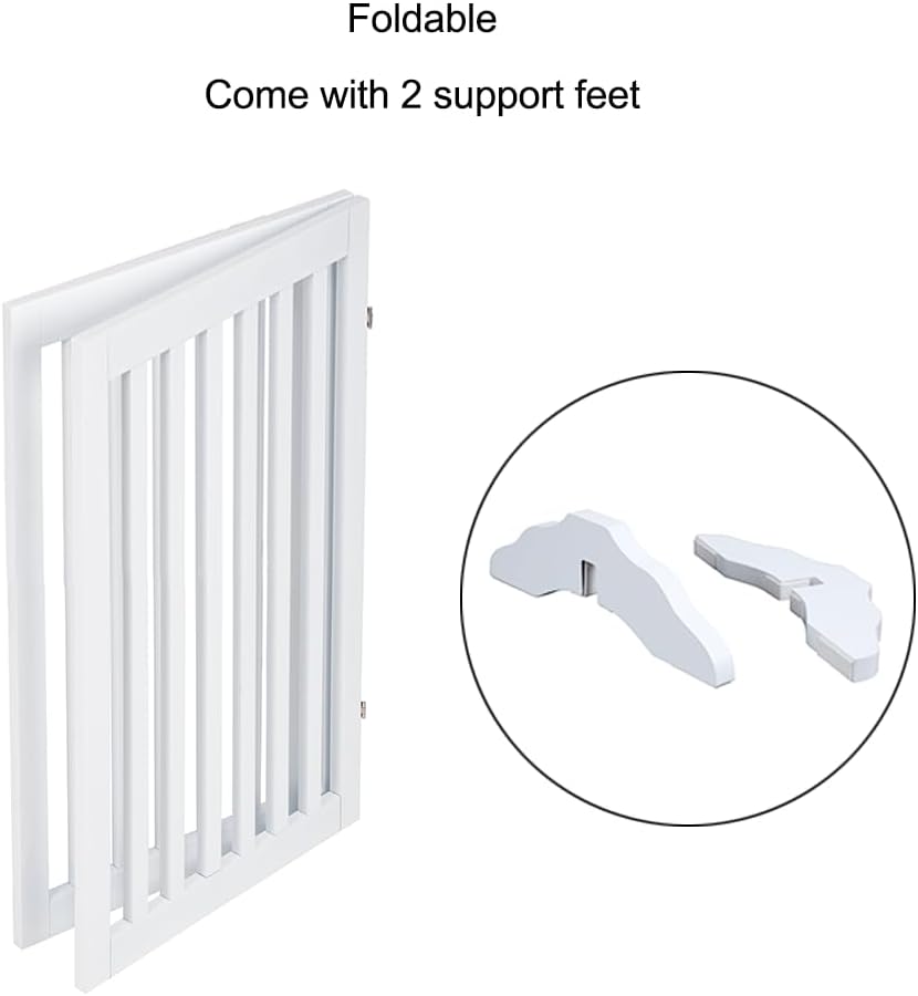 Dog Gate Freestanding 91cm Foldable Pet Barrier Room Divider White unipaws