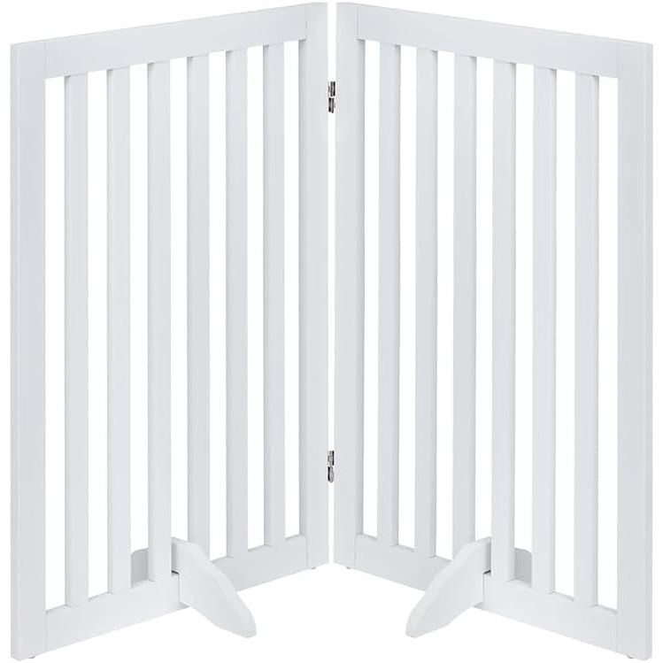 Dog Gate Freestanding 91cm Foldable Pet Barrier Room Divider White unipaws