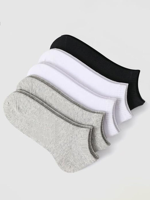 5 PCS Men's Breathable Socks, Lightweight Knit Casual Crew Socks US Size 6-10