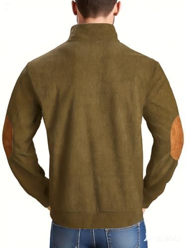 Retro Colorblock Knitted Ribbed Sweater, Neutral Tones,Men's Casual Warm Stand Collar Pullover Sweater for Fall Winter,Blue