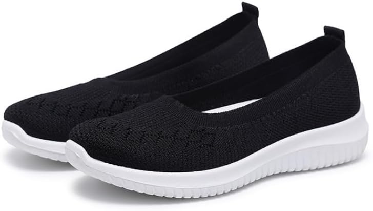 Women's Casual Knitted Sneakers Slip On Breathable Mesh Lightweight Comfort Walking Shoes