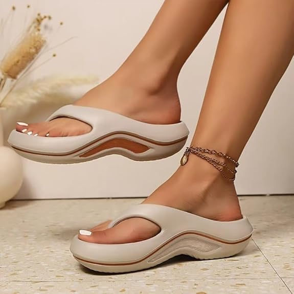 Platform Flip Flops for Women, Arch Support Cushion Thong Sandals, Thick Sole Pillow Slippers, Non-Slip Summer Beach Shoes
