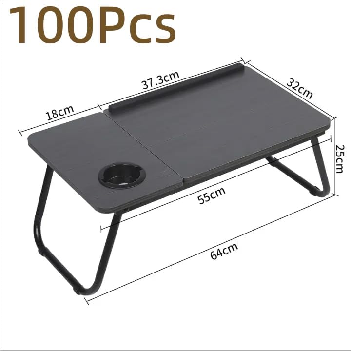 Laptop Bed Table Foldable Legs Cup Slot Reading Notebook Stand Black Desk Tray