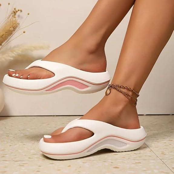 Platform Flip Flops for Women, Arch Support Cushion Thong Sandals, Thick Sole Pillow Slippers, Non-Slip Summer Beach Shoes