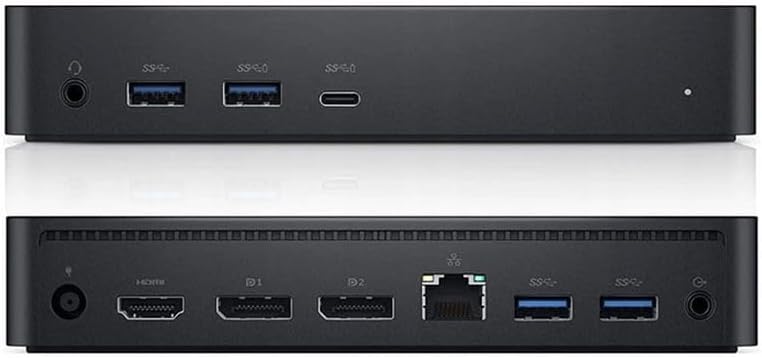Dell D6000 USB-C Triple Docking Station, Up to Three 4K Displays, UHD 5K, USB 3.0, Gigabit Ethernet, 130-Watt AC Adapter, Charges Laptop Up to 65W