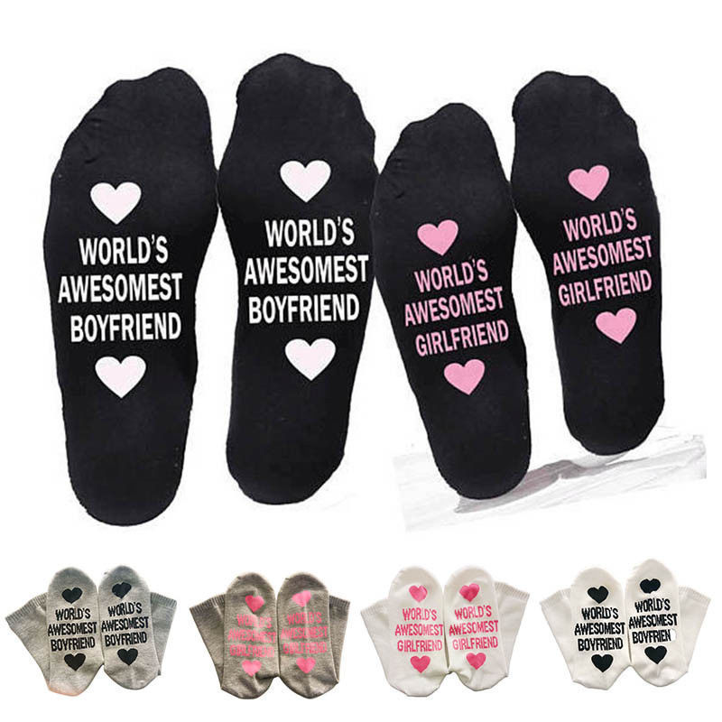 Unisex Men Women Cotton Socks Printing Letter Funny Socks For Boyfriend   Girlfriend Valentine's Day Gift