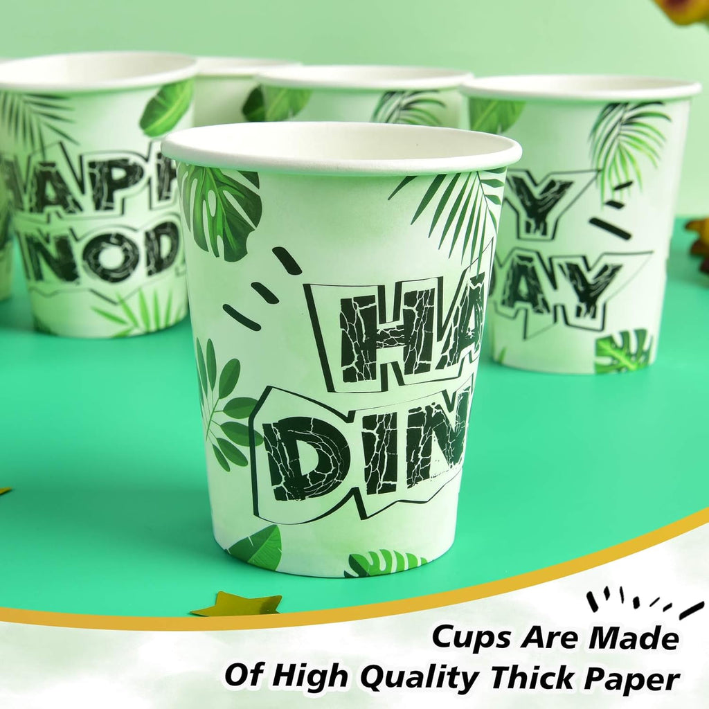 Dinosaur Party Tableware Set Kids 16 Guests 64pcs Gold Birthday Decor WERNNSAI
