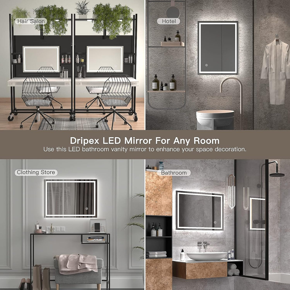 Bathroom Mirror LED Lights 600x800mm Wall Mounted Demister Dripex