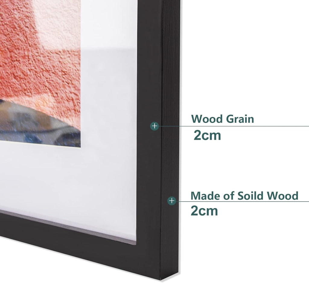 Poster Frame 50x70cm Black Solid Wood Picture Frame Plexiglass Display HOHIYO