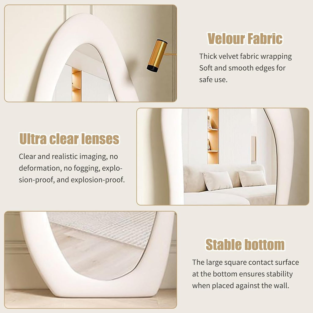 Wavy Full Length Mirror 168x68cm Floor Standing Arched Asymmetrical CEIEVER