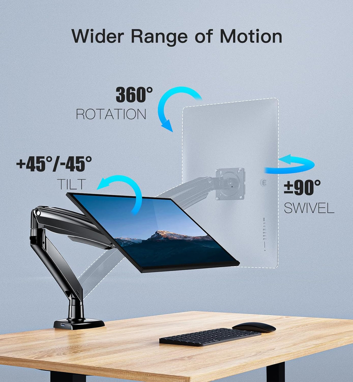 Monitor Arm Single Desk Mount 13-40 Inch with USB VESA 75/100 HUANUO