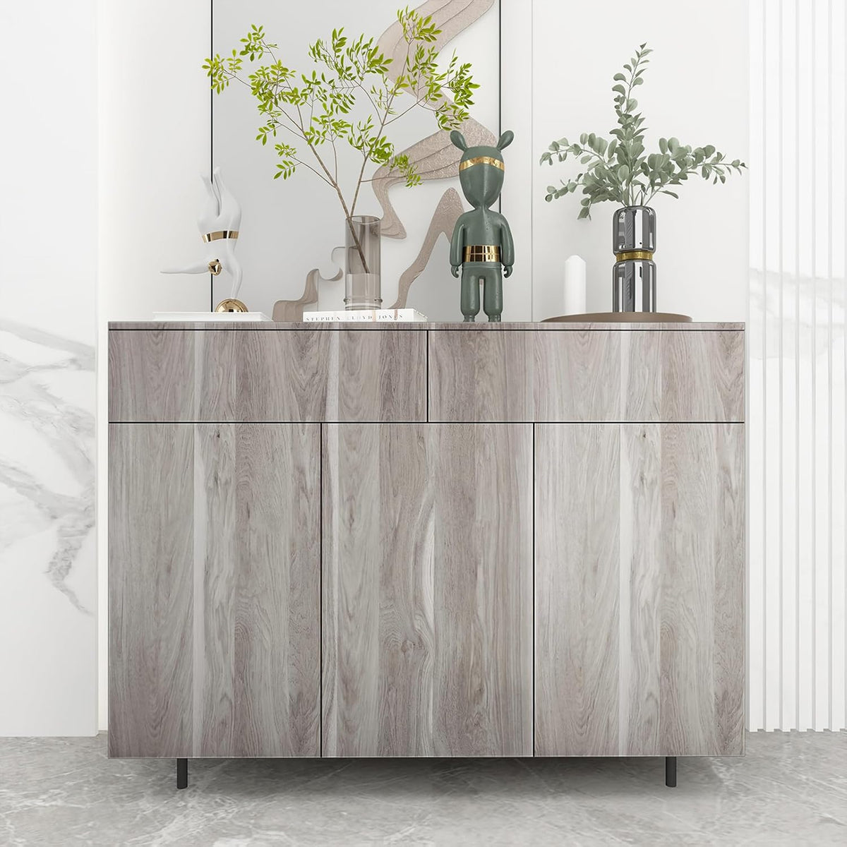 Peel and Stick Wallpaper Grey Wood Grain 31.5x100in 80x254cm Waterproof TOTIO