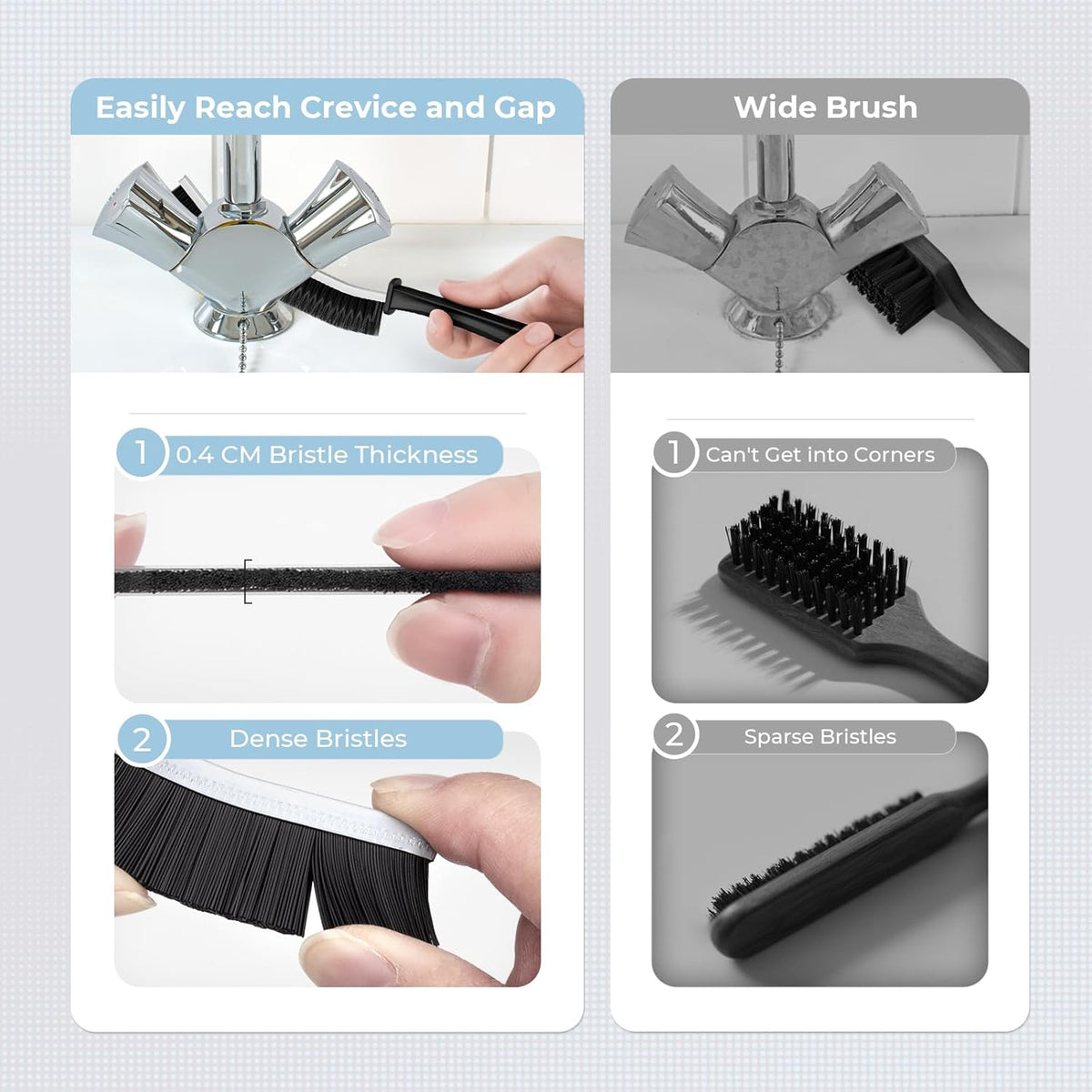 Crevice Cleaning Brush Set Hard Bristle for Grout Kitchen Bathroom 6pcs FOOGWEE