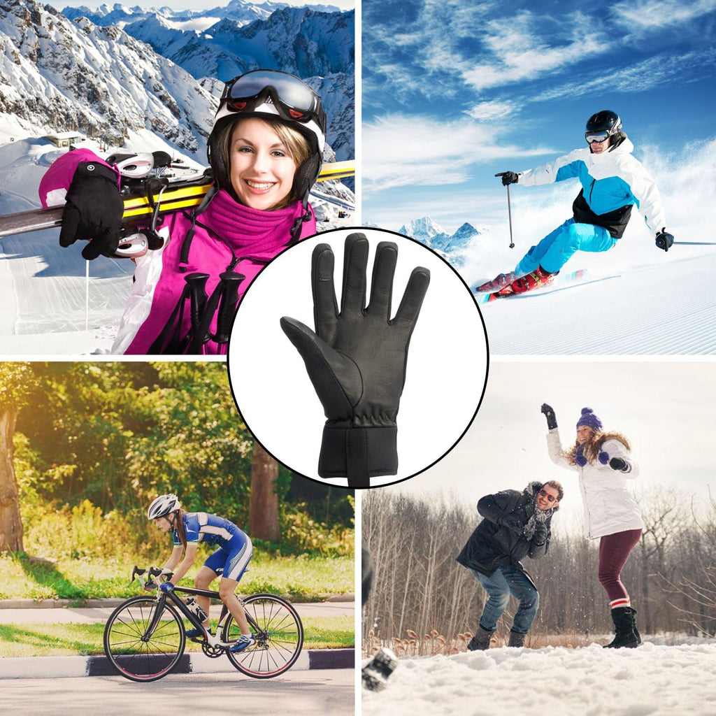 Winter Gloves Black L Windproof Cycling Running Gloves Men Women EOTW