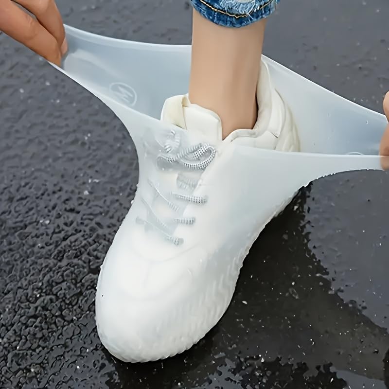 Waterproof Reusable Silicone Shoe Covers, Elastic Non-Slip Overshoes for Rain Mud Travel Commuting Outdoor Protection