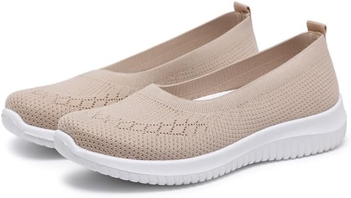Women's Casual Knitted Sneakers Slip On Breathable Mesh Lightweight Comfort Walking Shoes