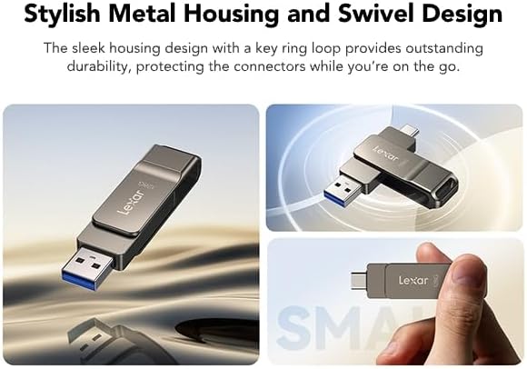 Lexar D40E 128GB Dual USB 3.2 Gen 1 Type-C Jump Drive,Champagne Silver