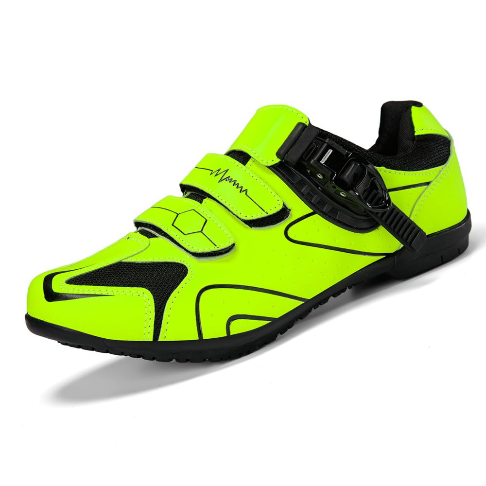 Hixingo Cycling Shoes Flat Mens Womens MTB Bicycle Shoes, Road Bike Anti-Slip Rubber Sole Sneaker Breathable Mountain Bike Shoe Compatible No Cleat, 3.5 to 12 UK