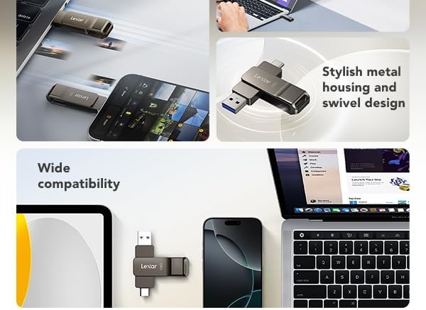Lexar D40E 128GB Dual USB 3.2 Gen 1 Type-C Jump Drive,Champagne Silver