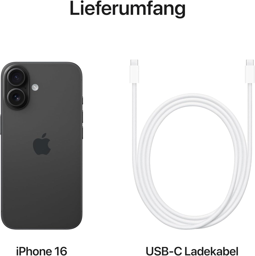 Apple iPhone 16, 128GB, Black (Renewed)