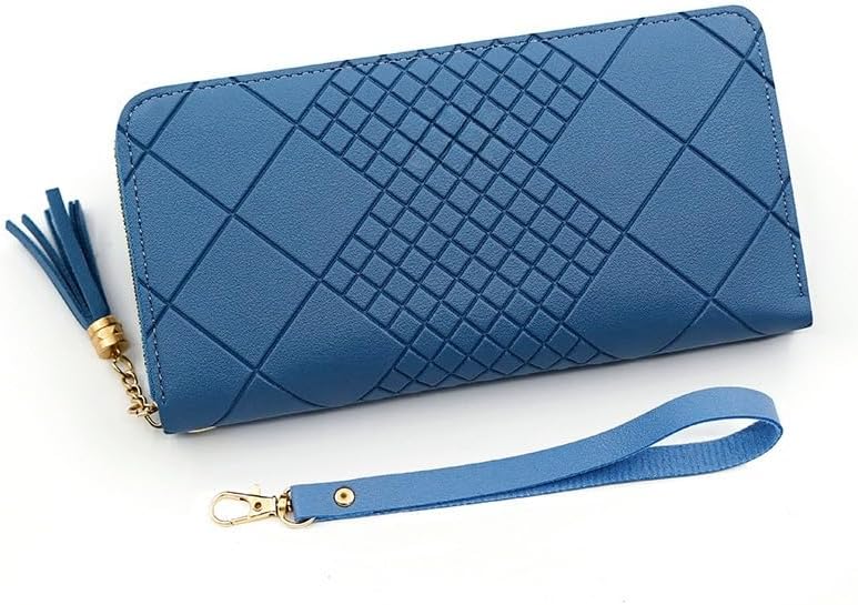 Womens Wallet Long Style Zipper Bag Multi-Card Space Handbags Card Wallets Fashion Storage Bag Wallet Gift for Women, Blue, 19.5 * 10 * 2.5cm, Retro