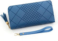 Womens Wallet Long Style Zipper Bag Multi-Card Space Handbags Card Wallets Fashion Storage Bag Wallet Gift for Women, Blue, 19.5 * 10 * 2.5cm, Retro