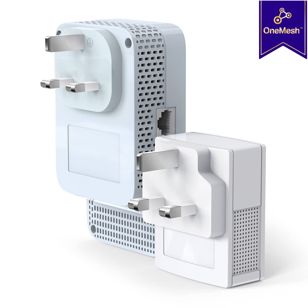 TP-Link TL-PA7017P KIT 1-Port Gigabit Passthrough Powerline Starter Kit, Data transfer speed Up To 1000 Mbps, Ideal for HD/3D/4K video streaming UK Plug (Renewed)