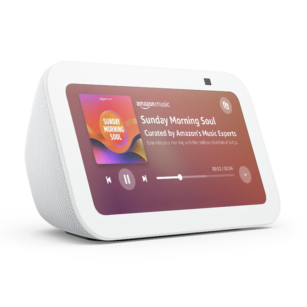 Echo Show 5 (Newest gen), Smart display and alarm clock with clearer sound, Charcoal, with Alexa+ Early Access