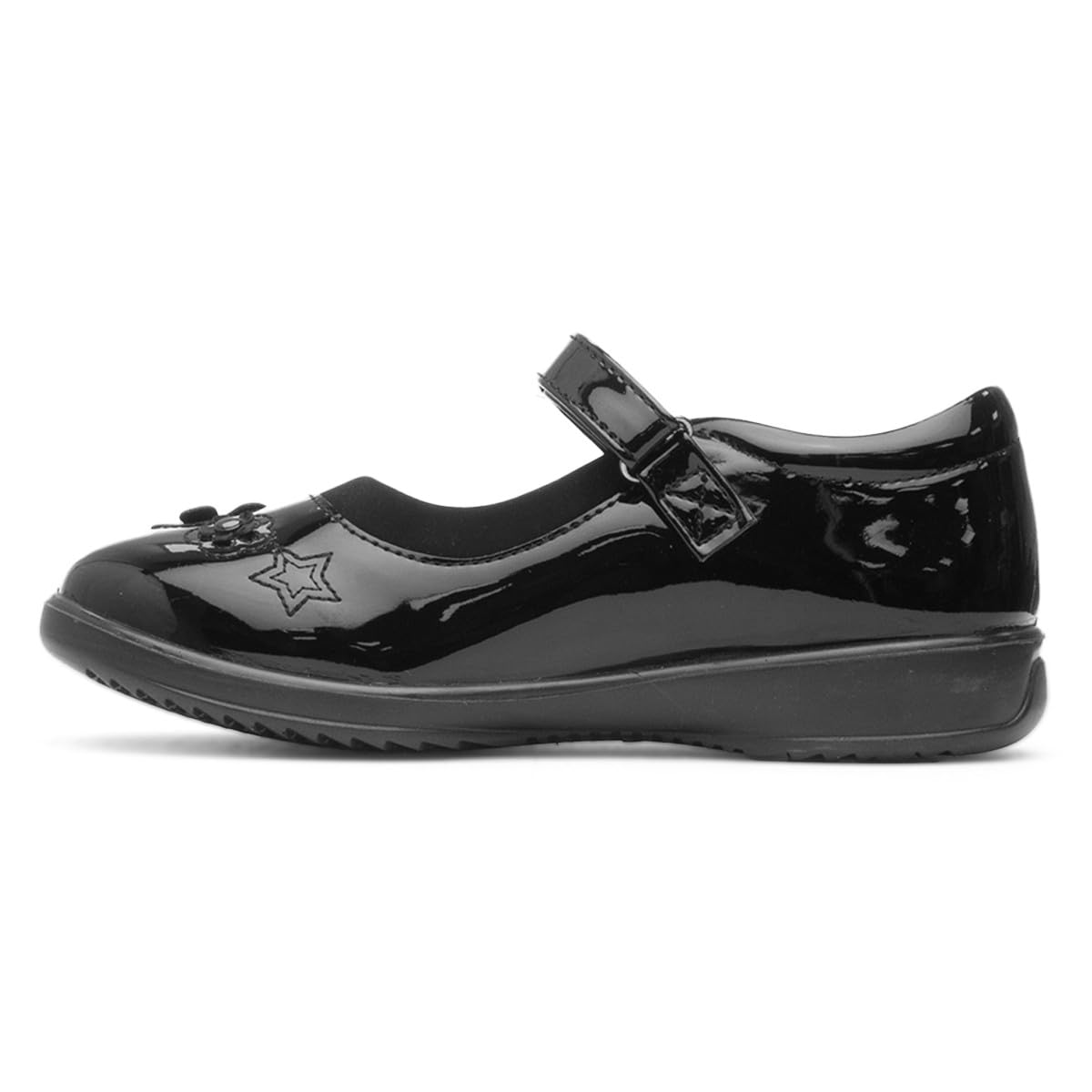 Walkright Collins Girls Black Patent School Shoe