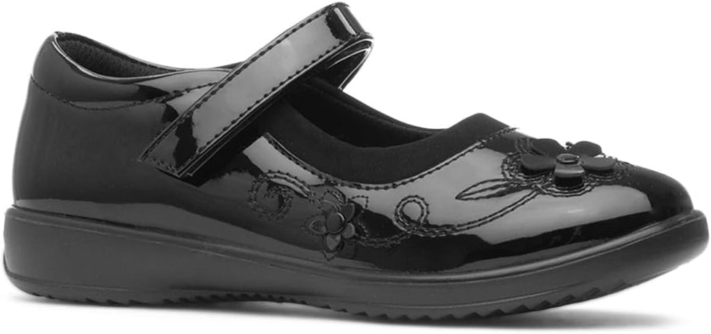 Walkright Collins Girls Black Patent School Shoe