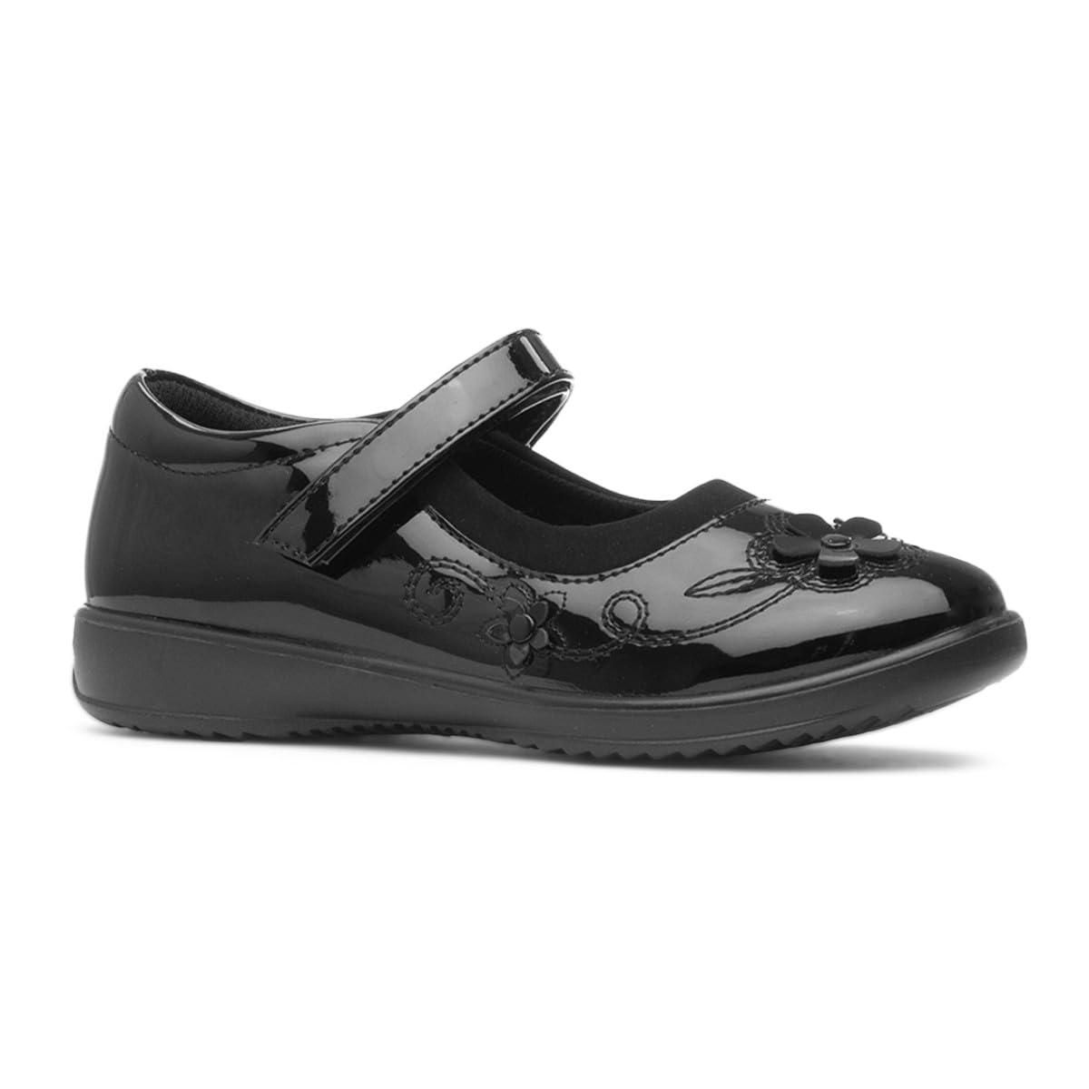 Walkright Collins Girls Black Patent School Shoe