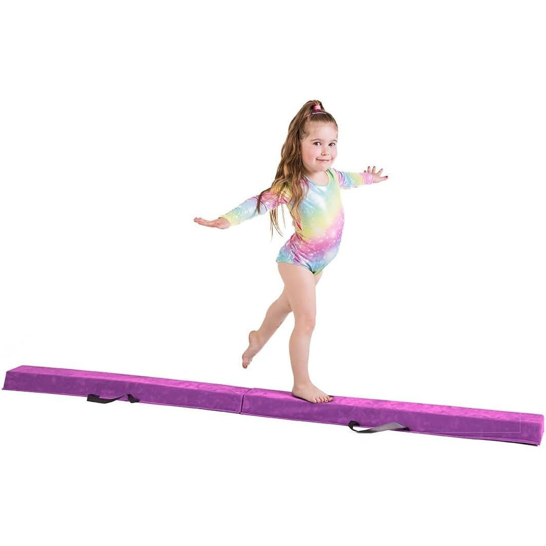 Balance Beam Gymnastics Kids 240cm Folding Foam Purple Training TINY TUMBLERS