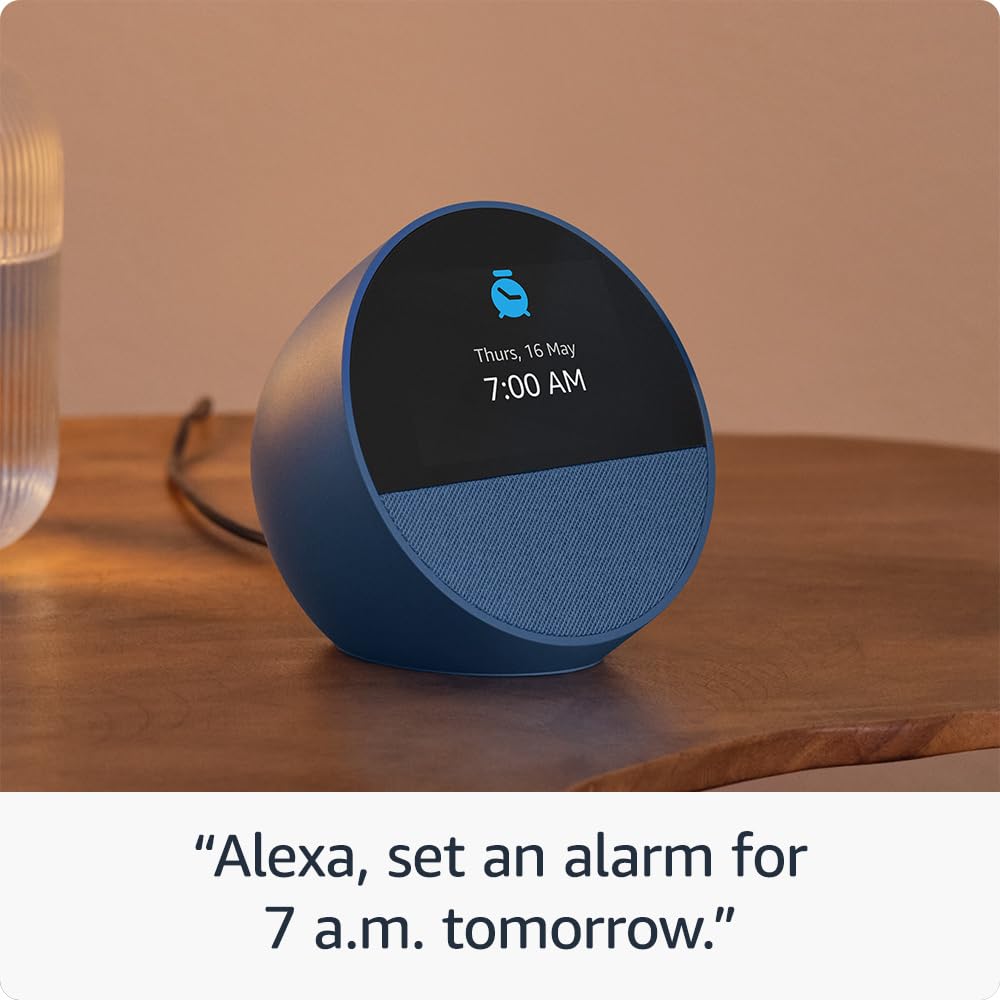 Echo Spot (newest gen), Smart alarm clock with vibrant sound, Black, with Alexa+ Early Access
