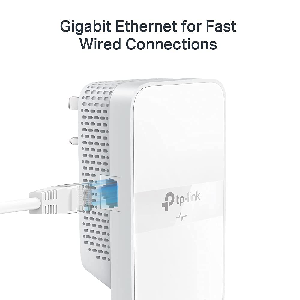 TP-Link TL-PA7017P KIT 1-Port Gigabit Passthrough Powerline Starter Kit, Data transfer speed Up To 1000 Mbps, Ideal for HD/3D/4K video streaming UK Plug (Renewed)