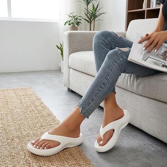 Platform Flip Flops for Women, Arch Support Cushion Thong Sandals, Thick Sole Pillow Slippers, Non-Slip Summer Beach Shoes
