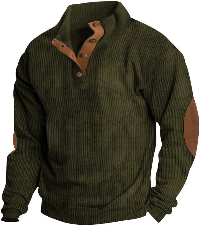 Retro Colorblock Knitted Ribbed Sweater, Neutral Tones,Men's Casual Warm Stand Collar Pullover Sweater for Fall Winter,Blue