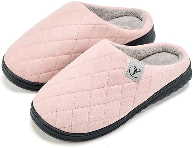 Mens Memory Foam Slippers Knitted Lining Non-Slip Indoor Outdoor Slippers