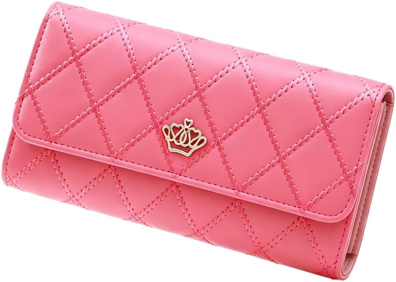 Wallet for Women, RFID Blocking Large Capacity Trifold Ladies Wallet Leather Long Clutch Wallet Multi Card Organizer,Women's Clutch Organizer, red, 1.4 x 3.7 x 7.6 inches, Foldable