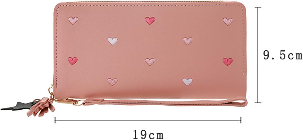 wallet for women rfid blocking large capacity long wallet for women multi card organizer clutch organizer for women, red, 4.3 x 0.4 x 3.1 inches