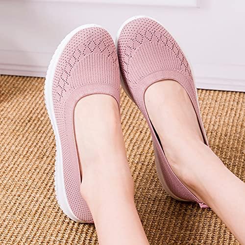 Women's Casual Knitted Sneakers Slip On Breathable Mesh Lightweight Comfort Walking Shoes