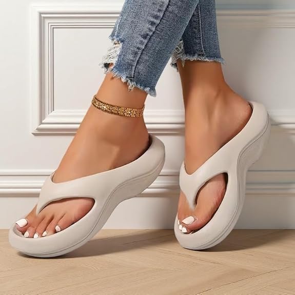 Platform Flip Flops for Women, Arch Support Cushion Thong Sandals, Thick Sole Pillow Slippers, Non-Slip Summer Beach Shoes