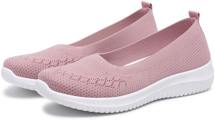 Women's Casual Knitted Sneakers Slip On Breathable Mesh Lightweight Comfort Walking Shoes