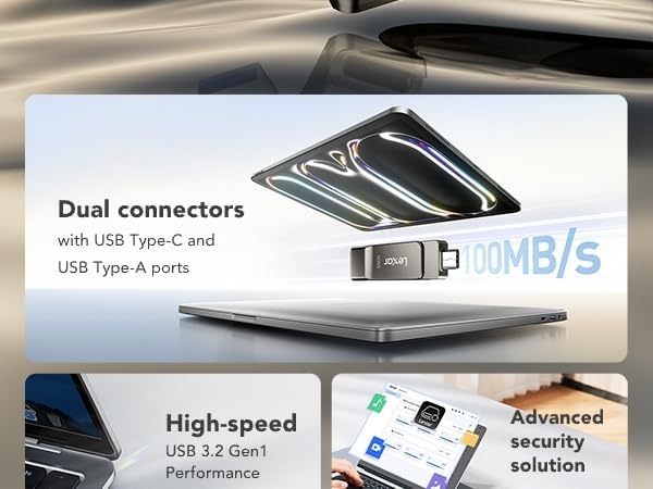 Lexar D40E 128GB Dual USB 3.2 Gen 1 Type-C Jump Drive,Champagne Silver