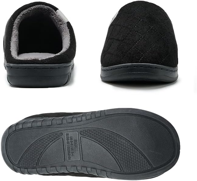 Mens Memory Foam Slippers Knitted Lining Non-Slip Indoor Outdoor Slippers