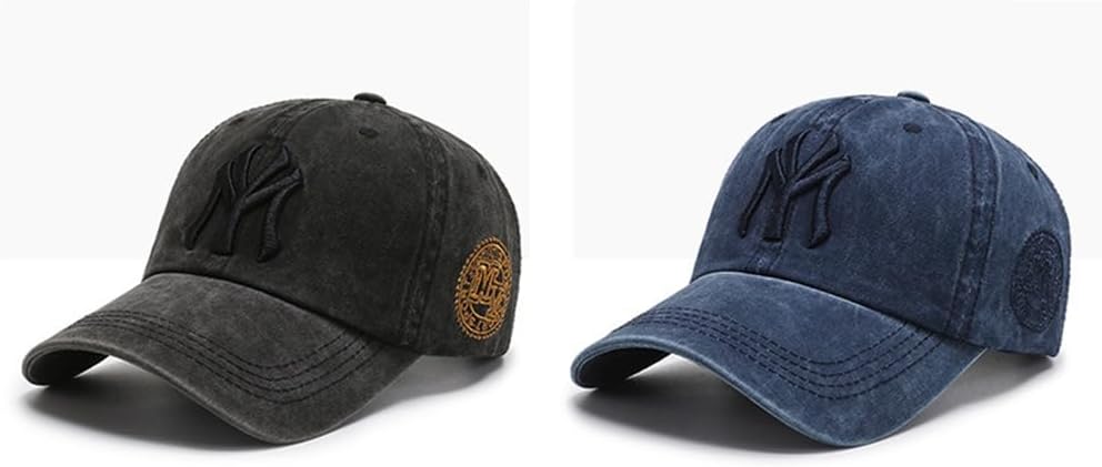 Vintage Washed Cotton Baseball Cap for Women Men - Distressed Dad Hat with Adjustable Strap Unisex Black Low Profile Casual Cap