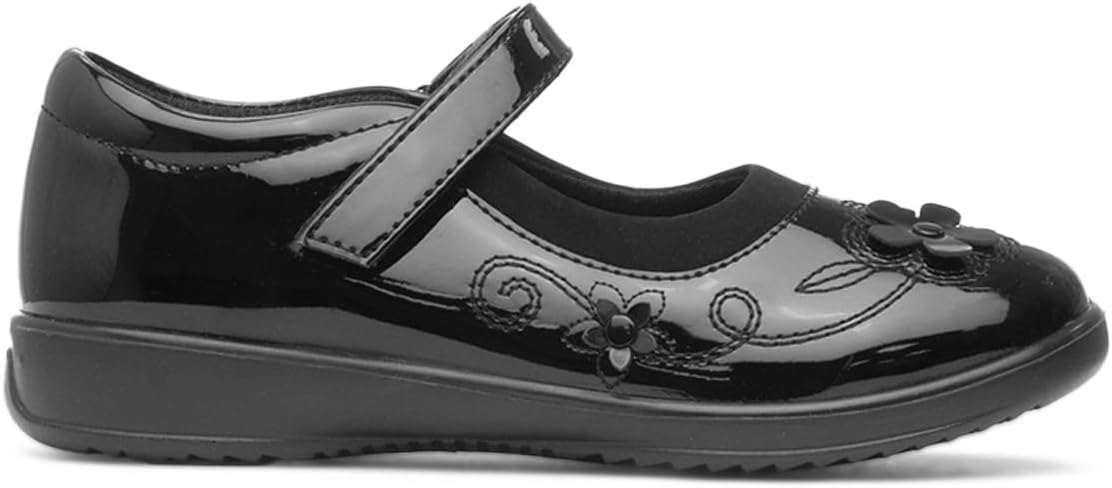 Walkright Collins Girls Black Patent School Shoe