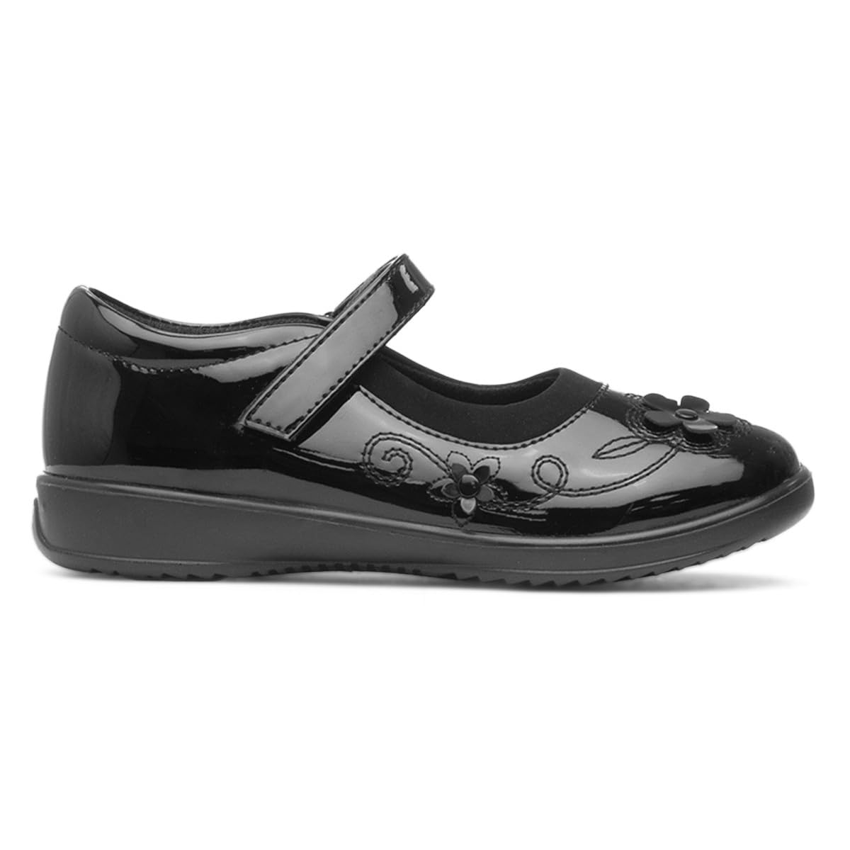 Walkright Collins Girls Black Patent School Shoe