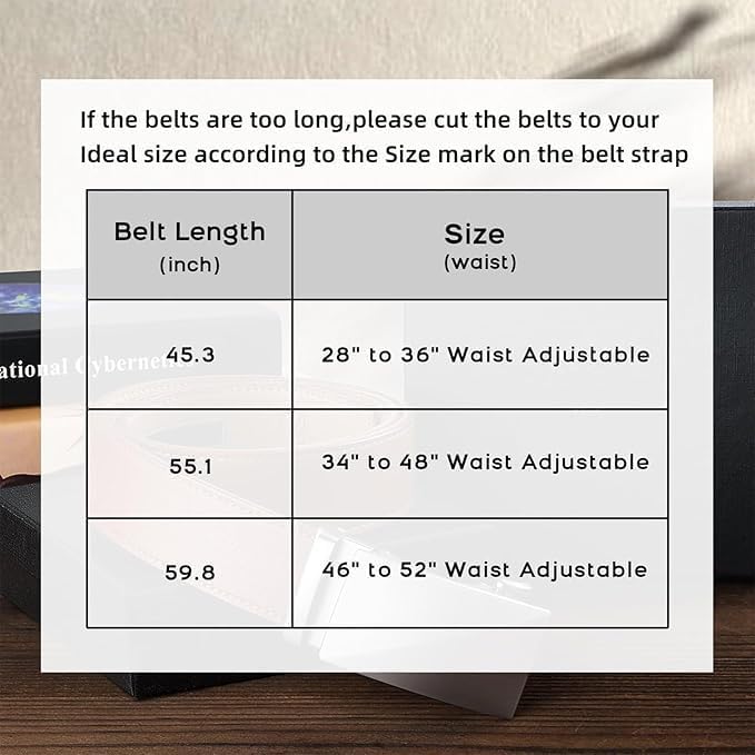 Ratchet Belt for Men - 2 Packs Leather Mens belt For Gift Men Dress and Casual,Trim to Fit