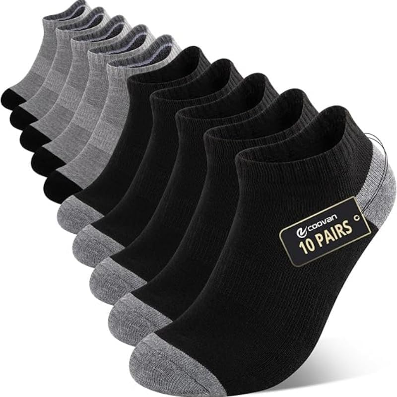 Short Socks for Men, Breathable and Comfortable, Suitable for Sports and Fitness (10 Pairs)